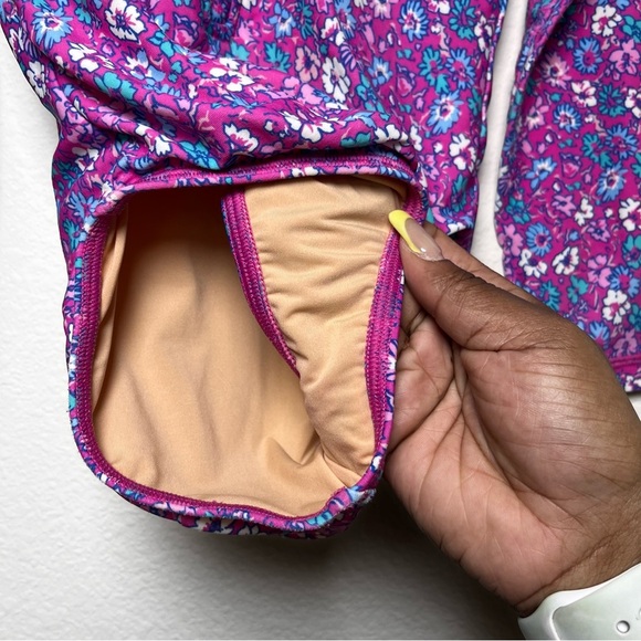 Crewcuts J. Crew‎ Girls Rash Guard One Piece Swim 6-7 Purple Floral UPF 50 Beach - Picture 5 of 10